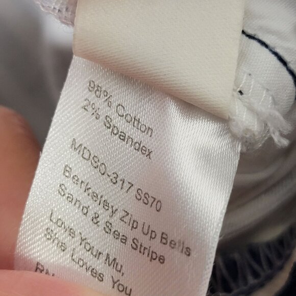 Mumu Blue Womens Berkeley Zip Up Blue Striped Bell Bottoms Flare Jeans Pants 26 - Picture 10 of 11